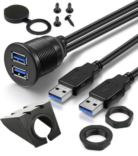 Удлинительный кабель 3 МБ Розетка USB 3.0 3A ДВОЙНАЯ панель