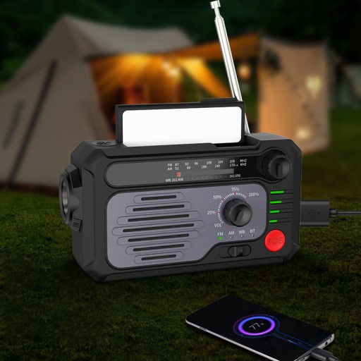 Солнечная аварийная радиостанция AM FM SOS Bluetooth 5.0 2000 мАч фонарик