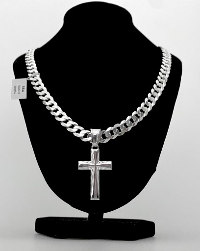 Серебряная цепь Pr.925 8 мм теста 60 см + крест