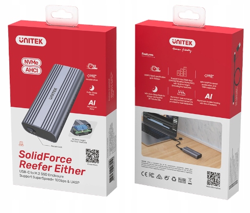 КОРПУС ДЛЯ ДИСКА M.2, PCIE, NVME/SATA 10 Гбит/с UNITEK