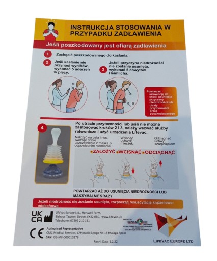 БЫТОВОЕ УДУШИВАЮЩЕЕ УСТРОЙСТВО LIFEVAC