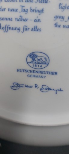 Фарфоровая коллекционная тарелка Hutschenreuther, дизайн 1974 г.