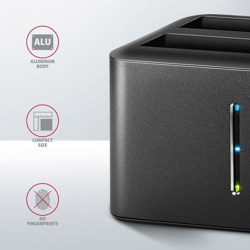Док-станция USB-A 3.2 Gen1 для 2 твердотельных/жестких дисков SATA 6 Гбит/с 2,5 дюйма с функцией клонирования