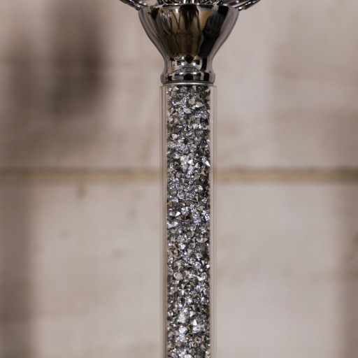 Świecznik Glamour Lampion Chrom Kryształ srebrny