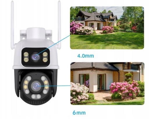 ВНЕШНЯЯ ВРАЩАЮЩАЯСЯ IP-КАМЕРА ДВОЙНАЯ УЛЬТРА-КАМЕРА 6 Мп WIFI 4xZOOM ИК две линзы