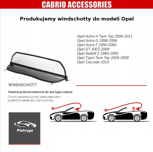 Windschott Wiatrołap Opel Cascada 2013- Кабриолет