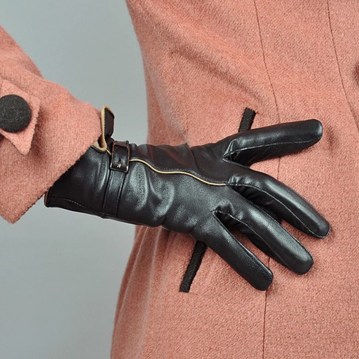 Hot Winter Genuine Leather Gloves Women Brand Sheepskin Warm Solid Color