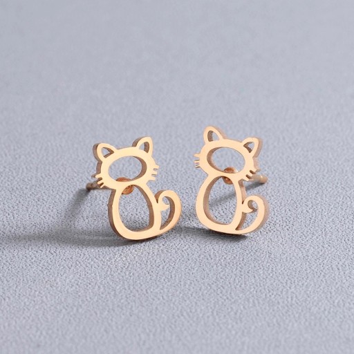 ЗОЛОТЫЕ СЕРЬГИ ИЗ ХИРУРГИЧЕСКОЙ СТАЛИ КОШКИ КОШКИ 04