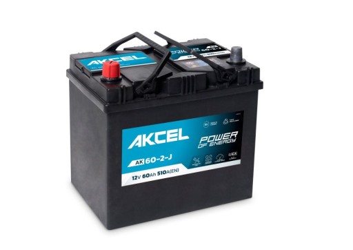 AKUMULATOR AKCEL 12V, 60Ah, 60 Ah / 510A L+, 232x173x225, AK-60-2-J