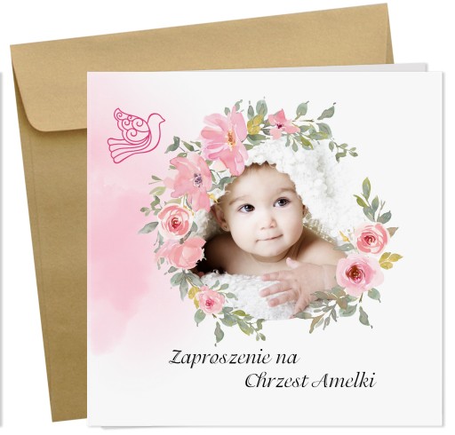 ZAPROSZENIA na chrzest foto BOHO Personalizacja