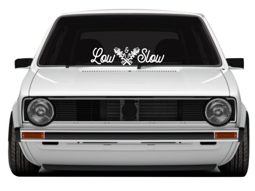 Naklejka LOW and SLOW gwint na auto szybę *52cm *KOLORY