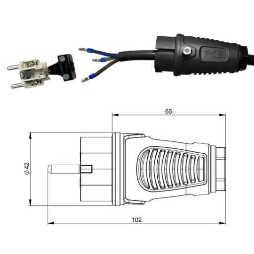 Удлинитель SCHUKO из ПВХ, H05VV-F, 3x2,5, 1 м, с барабаном