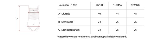 BODY NA GIMNASTYKĘ RYTMIKĘ NA RAMIĄCZKACH 98/104