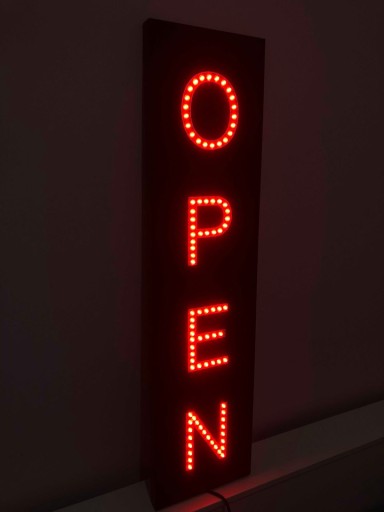 Светодиодная рекламная вывеска OPEN 80х20 см уличная неоновая
