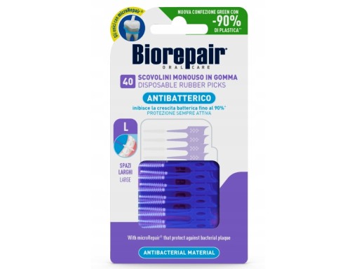 Зубочистки межзубные антибактериальные Biorepair резиновые широкие L (40 шт.)