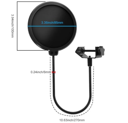 Pop Filter Крышка студийного микрофонного фильтра с поворотным зажимом на 360°