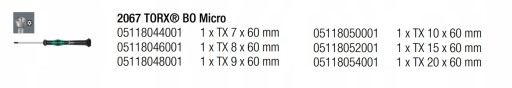 Прецизионные отвертки WERA TORX BO с отверстием, 6 шт.