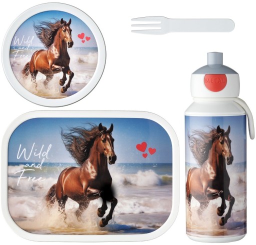 MEPAL LUNCHBOX ŚNIADANIÓWKA POJEMNIK OWOCE BIDON HORSE KOŃ ZESTAW DZIECKA
