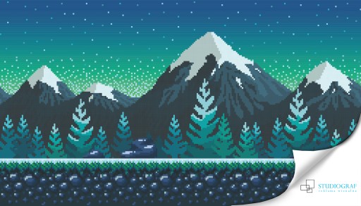 Пиксельные обои на заказ для детей - игра горы