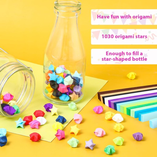 1030 arkuszy Zestaw papieru gwiazdowego origami Dwustronny papier origami gwiazdowy kolorowy