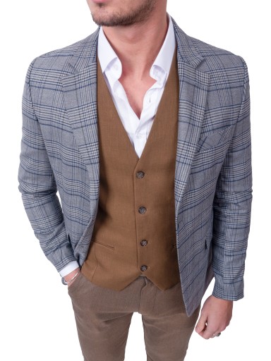 KAMIZELKA MĘSKA ELEGANCKA WIZYTOWA BRĄZOWA 48 pl