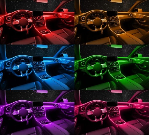 ВОЛОКОННО-ОПТИЧЕСКИЙ КОМПЛЕКТ ДЛЯ АВТОМОБИЛЕЙ AMBIENT RGB Гаджеты Кабина 7 м 6 в 1 USB + ПРИЛОЖЕНИЕ
