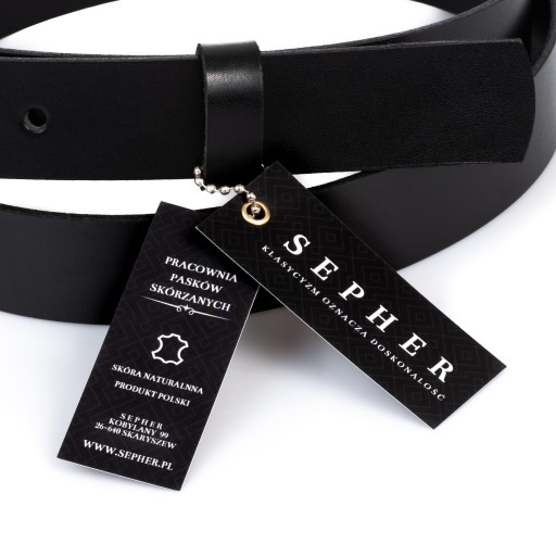 Pasek skórzany SEPHER Classic 4cm C. CZERWONY |100
