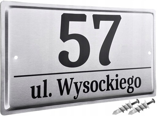 TABLICZKA ADRESOWA - STAL NIERDZEWNA -TŁOCZONA -UV
