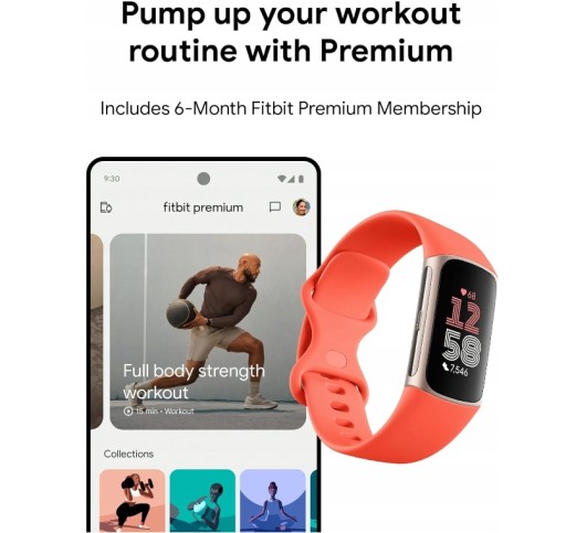 Фитнес Fitbit Charge 6 с приложениями Google, пульс на тренажерах