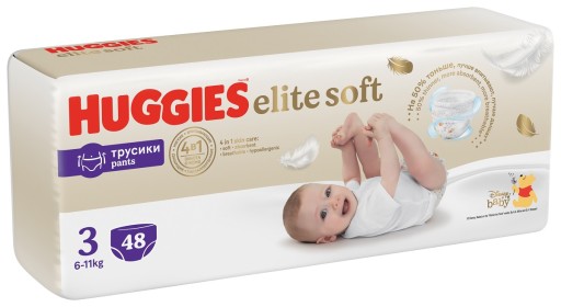 Подгузники HUGGIES Elite Soft 48 шт + Night Pants 3 подгузники 23 шт