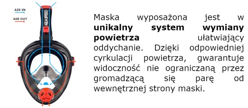 Maska PEŁNOTWARZOWA do Nurkowania S KID NIE PARUJE