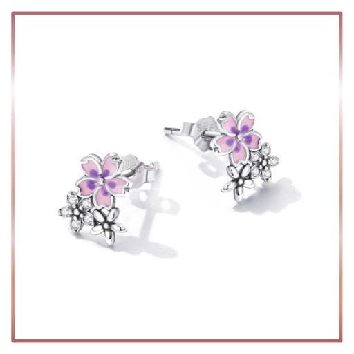 Серебряные серьги ОЧАРОВАТЕЛЬНЫЕ РОЗОВЫЕ ЦВЕТЫ S925