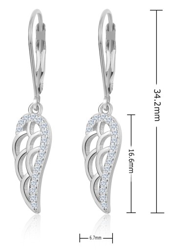 СЕРЕБРЯНЫЕ СЕРЬГИ 925 ПРОБЫ, ПОДВЕСНЫЕ КРЫЛЬЯ