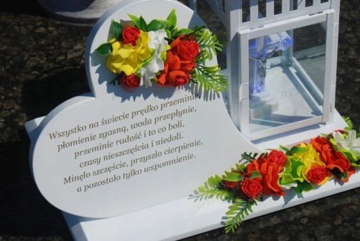 Сердце на подставке с большим фонарем для памятника-цвета, ЛЮБАЯ ГРАВИРОВКА
