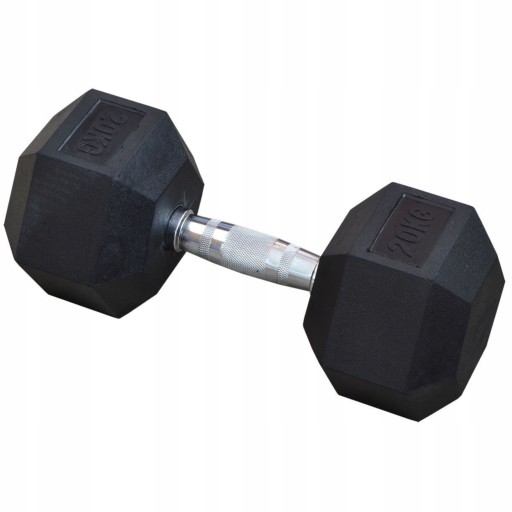 PLATINUM FITNESS ГАНТЕЛИ С РЕЗИНОВЫМ ПОКРЫТИЕМ 20 КГ С ШЕСТИГРАННЫМ ПОКРЫТИЕМ