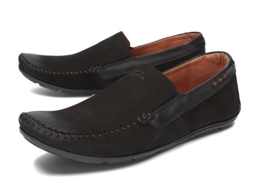 Mokasyny Męskie Skórzane Eleganckie Buty Skóra Naturalna 381 Czarne 41