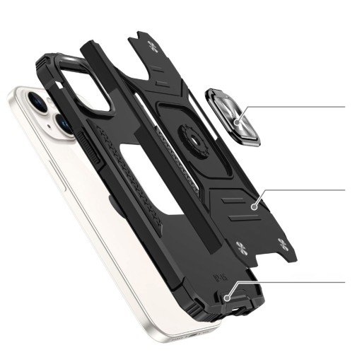 Бронированный чехол с держателем для пальца для iPhone 15 Ring Armor, красный