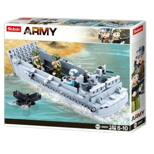 Кирпичи ДЕСАННАЯ БАРЖА Военный КОРАБЛЬ 3 ФИГУРКИ Лодзь + ОРУЖИЕ LEGO