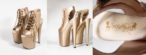 Эротические высокие каблуки на платформе GOLD POLE DANCE SHOES EXOTIC ANKLES размер 43