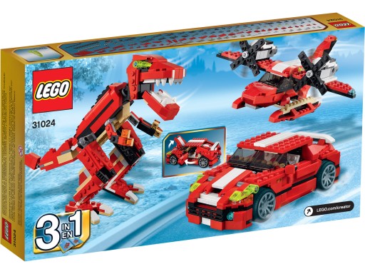 LEGO CREATOR 31024 Красные конструкции 3 в 1 Автомобиль-динозавр Самолет