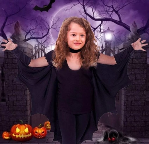 STRÓJ NIETOPERZ HALLOWEEN SKRZYDŁA WAMPIR 122-128