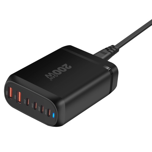 Зарядное устройство GaN мощностью 200 Вт, 6 портов USB Type C, зарядное устройство PD, быстрая зарядка 3.0, USB Type C