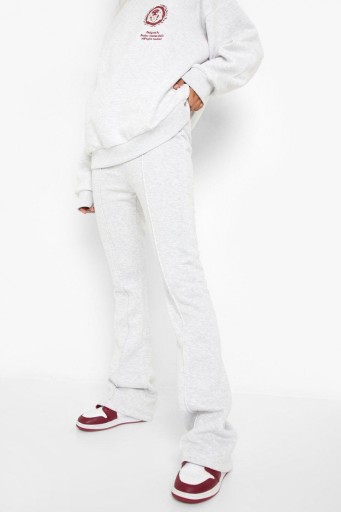 BOOHOO SPODNIE DRESOWE ROZSZERZANA NOGAWKA GREY XS