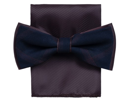 Kamizelka męska granatowa w kratę dwurzędowa elegancka Slim Fit - 52