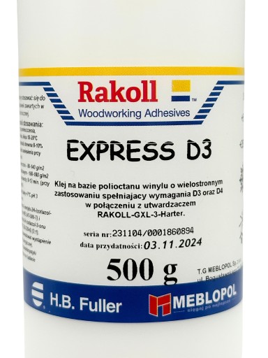 KLEJ DO DREWNA WODOODPORNY Rakoll Express D3 500g WIKOL SUPER MOCNY