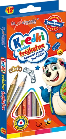 Карандашные мелки BAMBINO треугольные 12 шт. золото и серебро