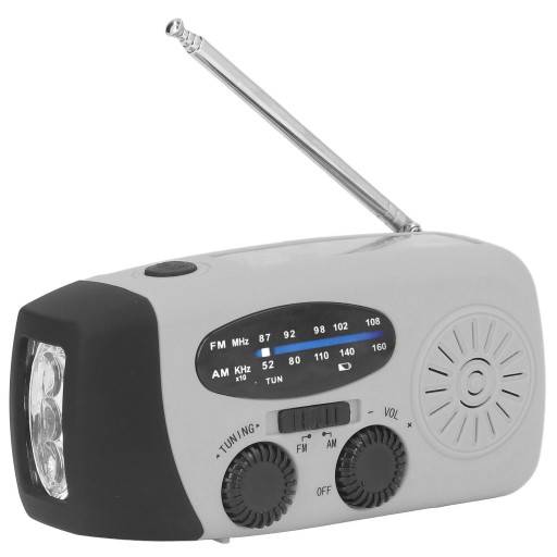 RADIO SŁONECZNE Z KORBĄ RĘCZNĄ LED USB Z BATERIĄ