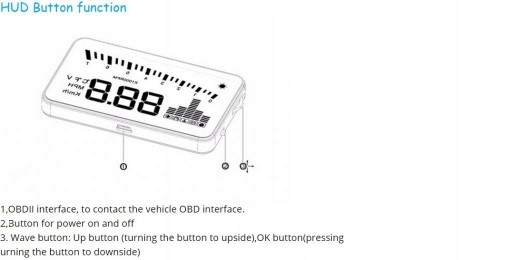 HUD дисплей с часами, проектор OBD2 3,5 дюйма