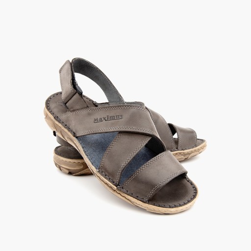 037 MAXIMUS polskie sandały na rzepy SKÓRA SZ 44