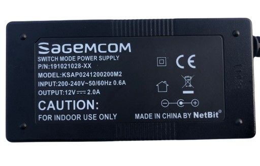 Блок питания 12В 2А для декодера sagemcom wifibox nc+
